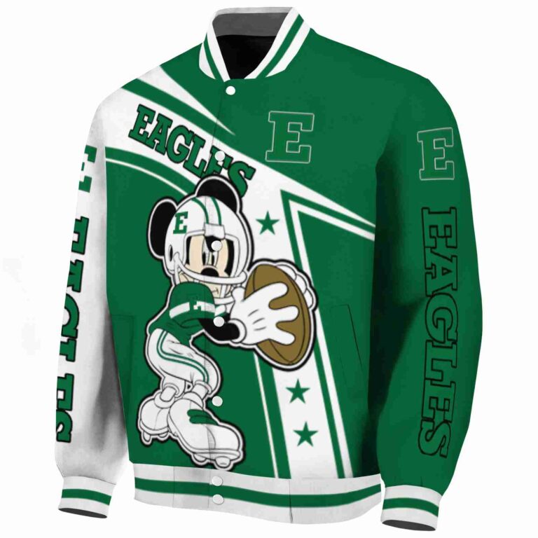 personalized eastern michigan eagles mickey football green white jacket best selling