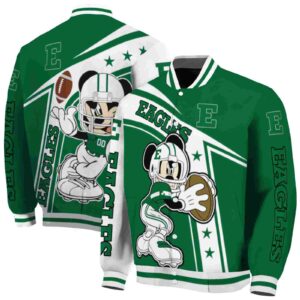 personalized eastern michigan eagles mickey football green white jacket fashion forward