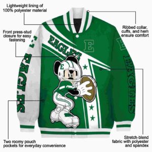 personalized eastern michigan eagles mickey football green white jacket new arrival