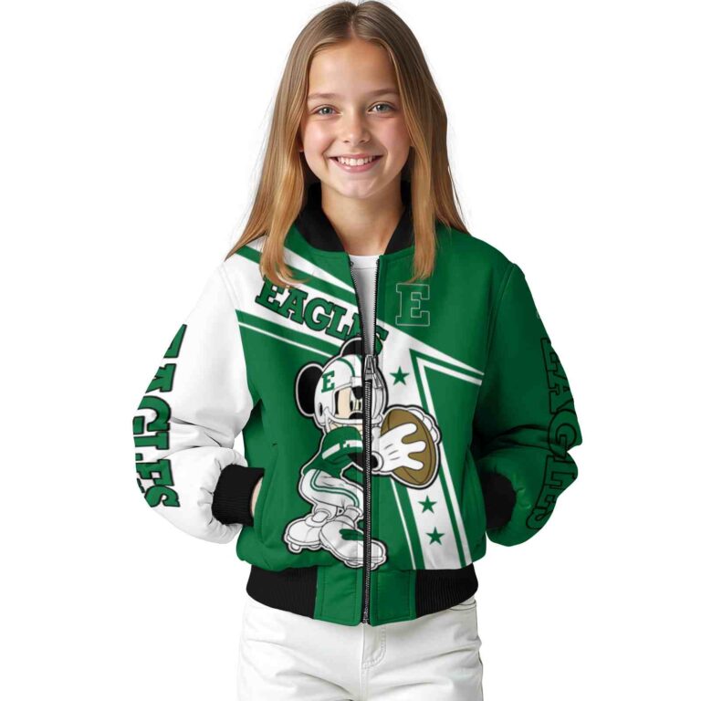 personalized eastern michigan eagles mickey football green white jacket top rated