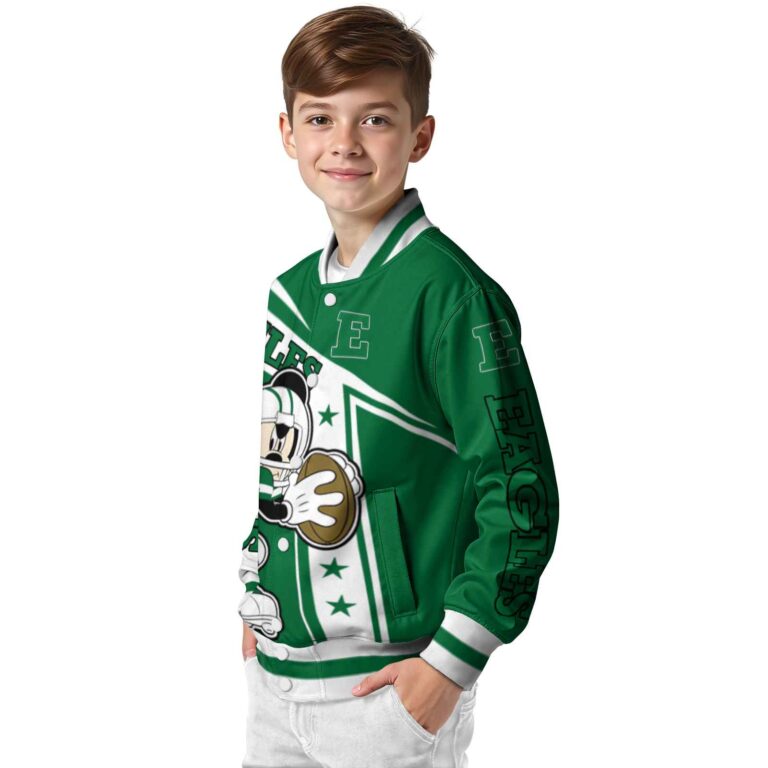 personalized eastern michigan eagles mickey football green white jacket trendy
