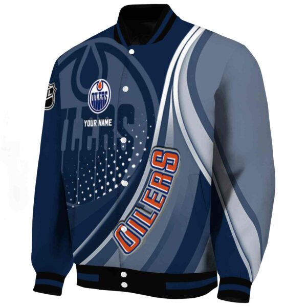 personalized edmonton oilers wave patterns blue jacket best selling