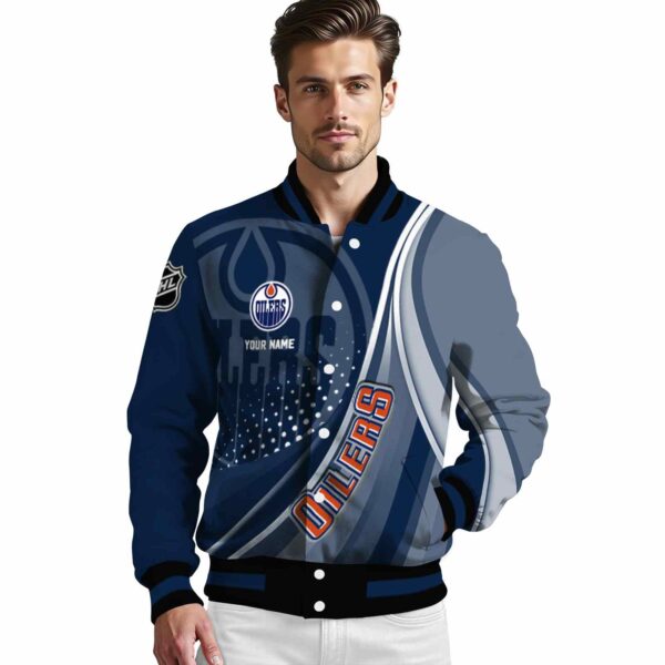 personalized edmonton oilers wave patterns blue jacket high quality