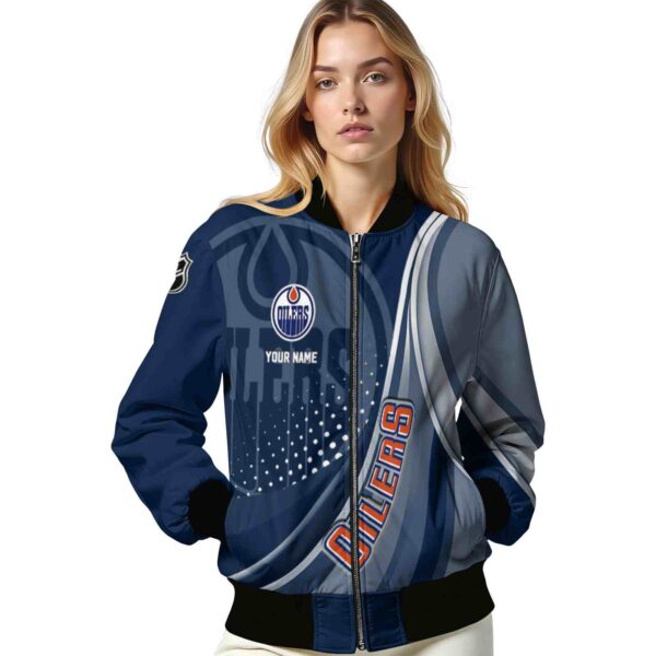 personalized edmonton oilers wave patterns blue jacket latest model