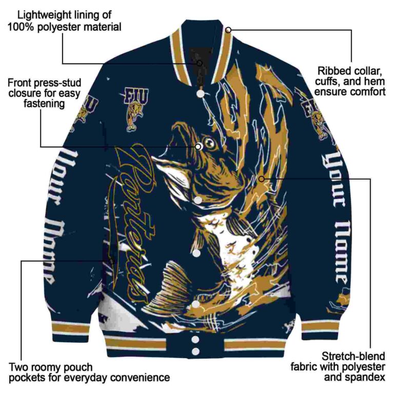 personalized fiu panthers fishing passion blue white jacket new arrival