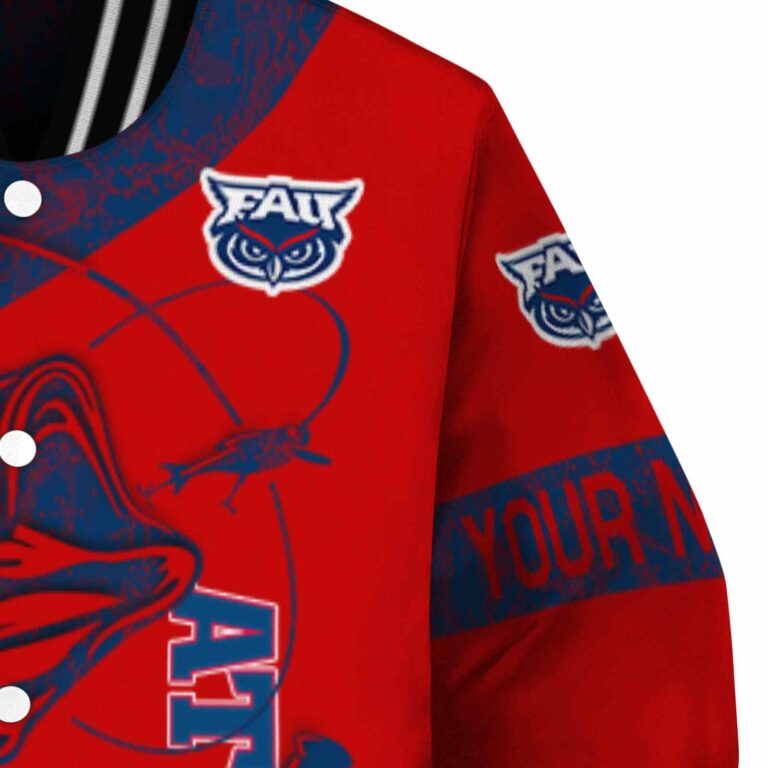 personalized florida atlantic owls fishing rod red jacket premium grade