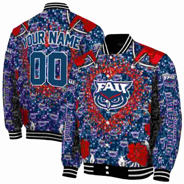 personalized florida atlantic owls heart explosion blue jacket fashion forward