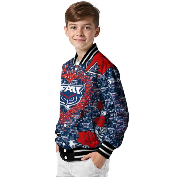 personalized florida atlantic owls heart explosion blue jacket trendy
