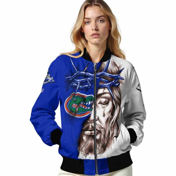 personalized florida gators jesus tears blue white jacket latest model