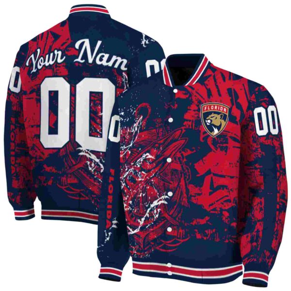 personalized florida panthers fishing art red jacket fashion forward