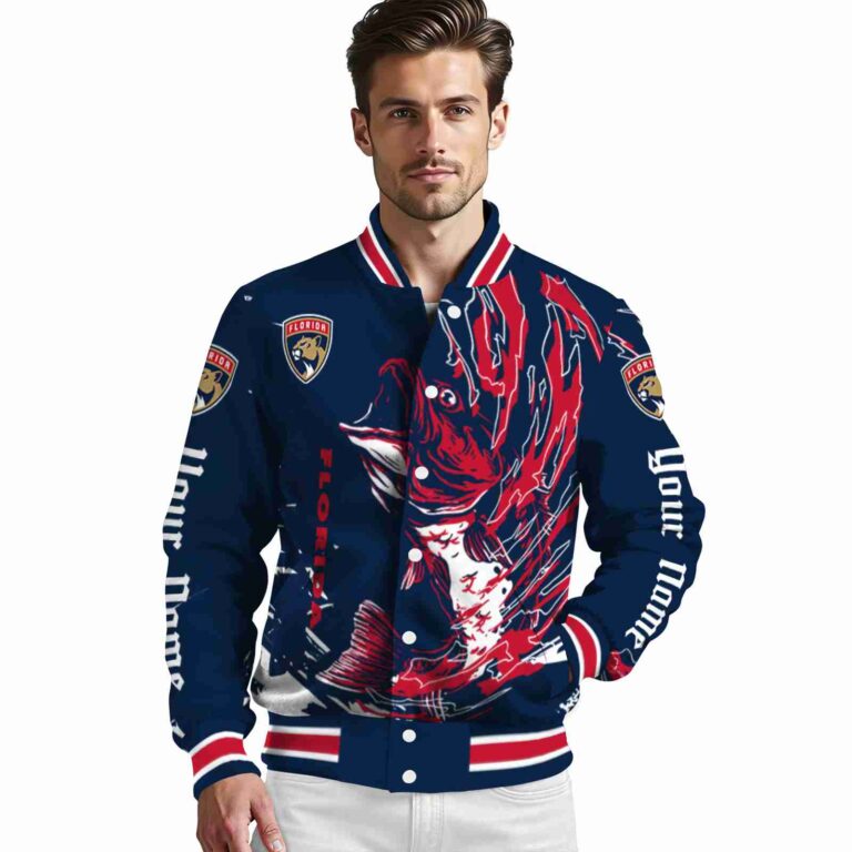 personalized florida panthers fishing passion red white jacket high quality
