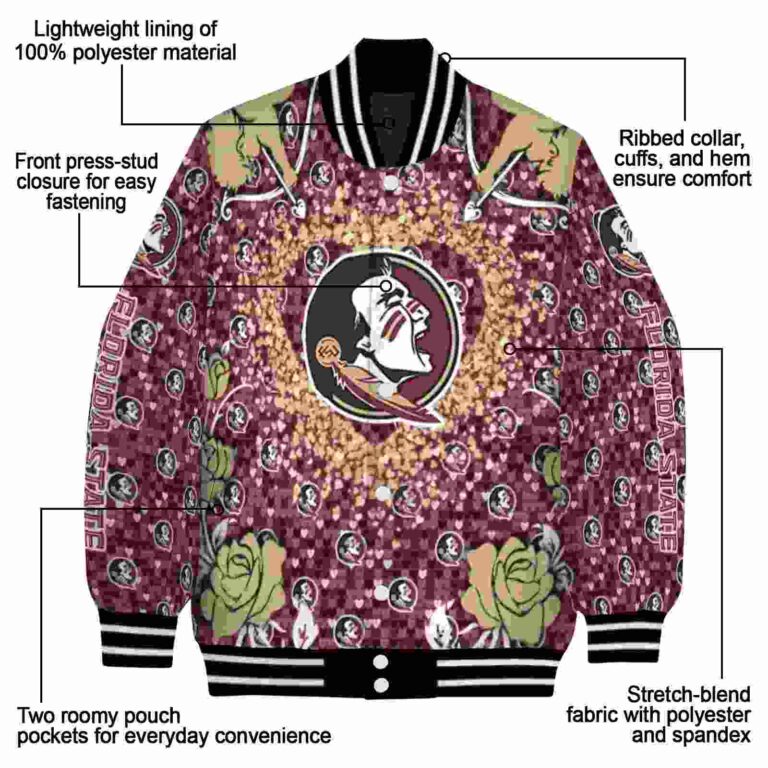 personalized florida state seminoles heart explosion garnet jacket new arrival