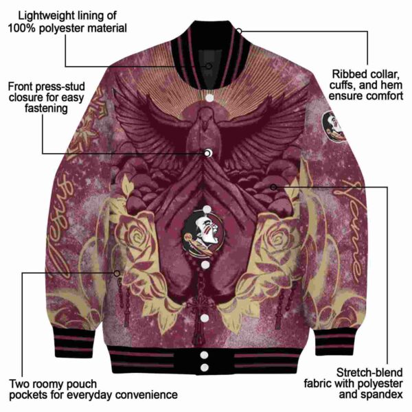 personalized florida state seminoles praying hands garnet jacket new arrival