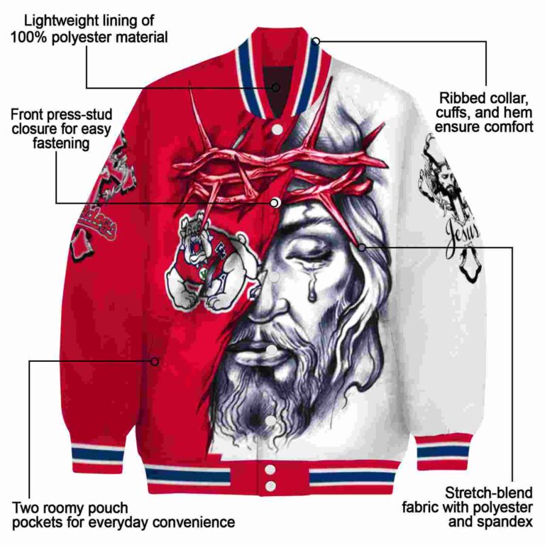 personalized fresno state bulldogs jesus tears red white jacket new arrival