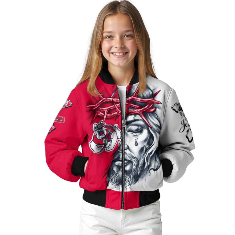 personalized fresno state bulldogs jesus tears red white jacket top rated