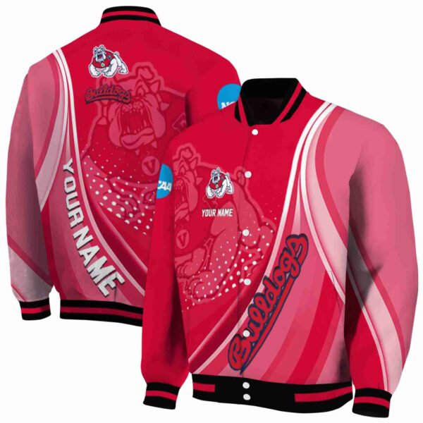 personalized fresno state bulldogs wave patterns red jacket fashion forward