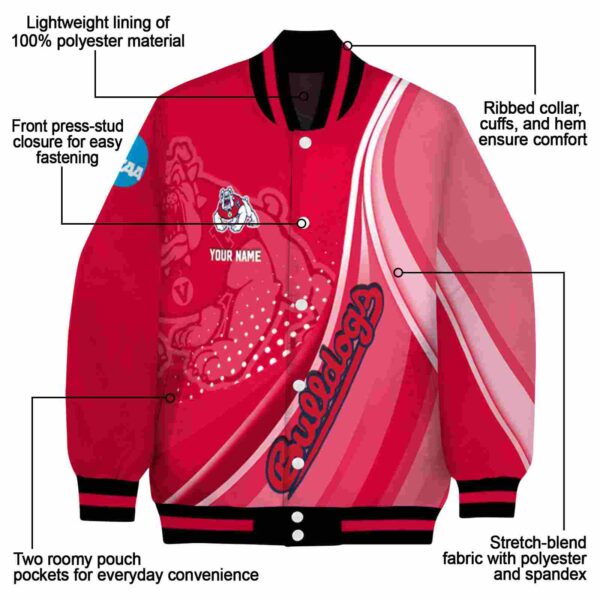 personalized fresno state bulldogs wave patterns red jacket new arrival