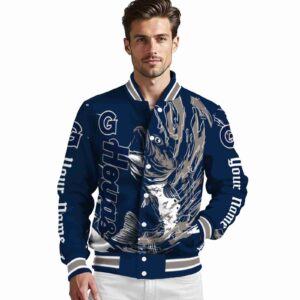 personalized georgetown hoyas fishing passion blue white jacket high quality