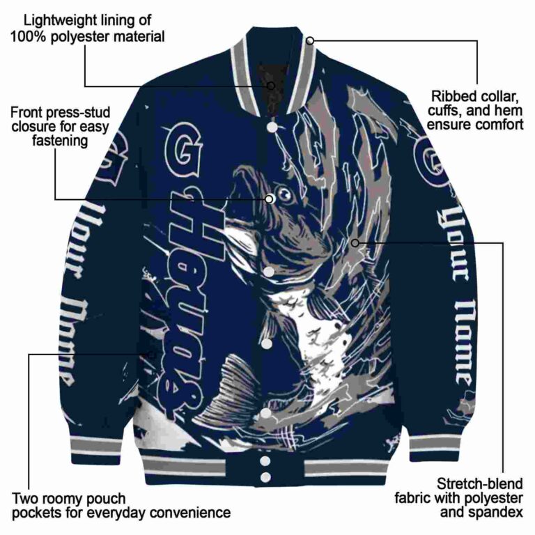 personalized georgetown hoyas fishing passion blue white jacket new arrival