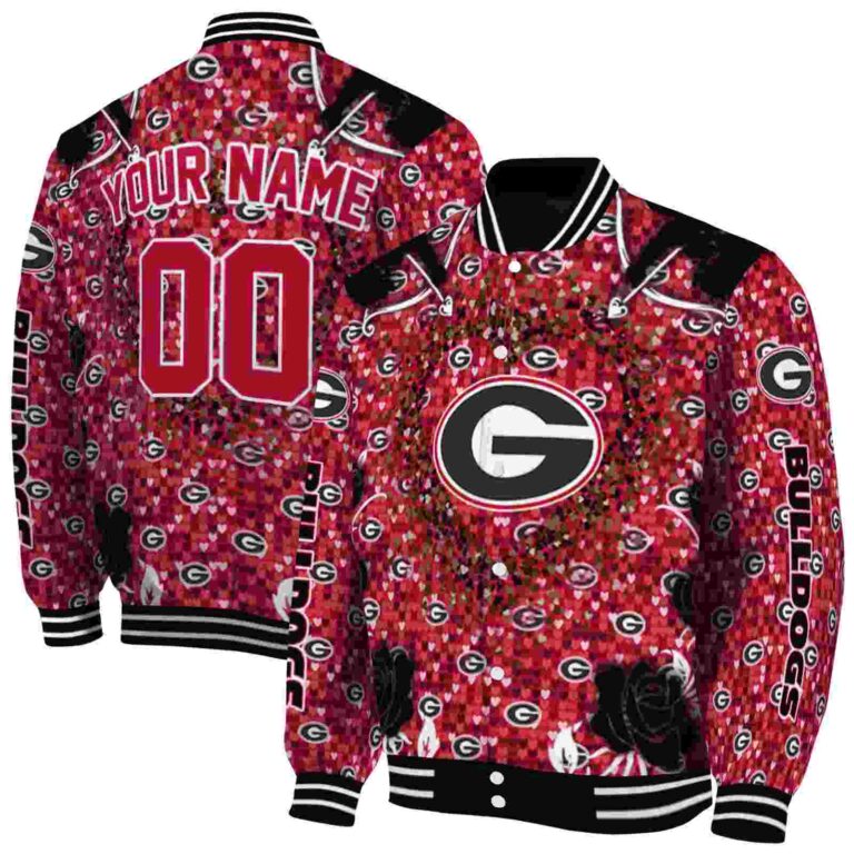 personalized georgia bulldogs heart explosion red jacket fashion forward