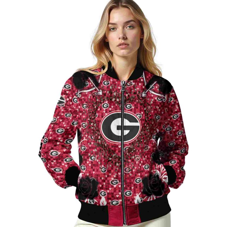 personalized georgia bulldogs heart explosion red jacket latest model