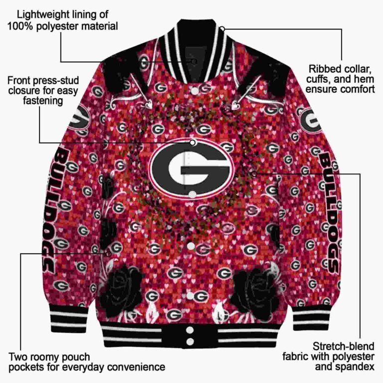 personalized georgia bulldogs heart explosion red jacket new arrival
