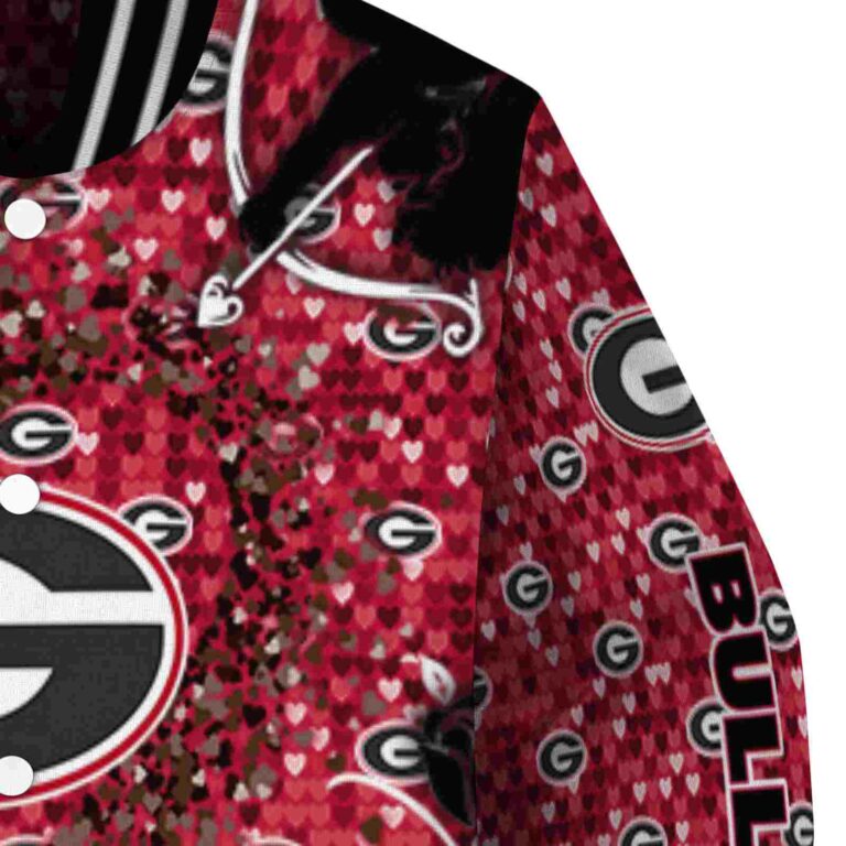 personalized georgia bulldogs heart explosion red jacket premium grade