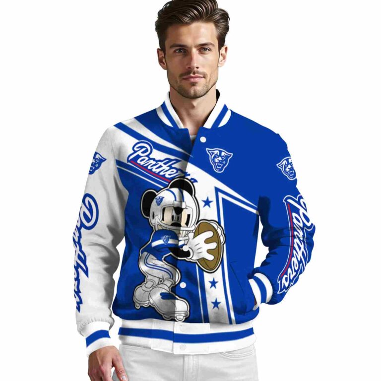 personalized georgia state panthers mickey football blue white jacket high quality