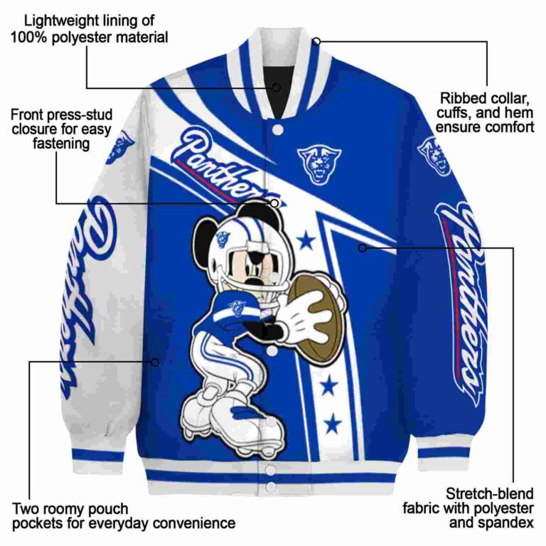 personalized georgia state panthers mickey football blue white jacket new arrival