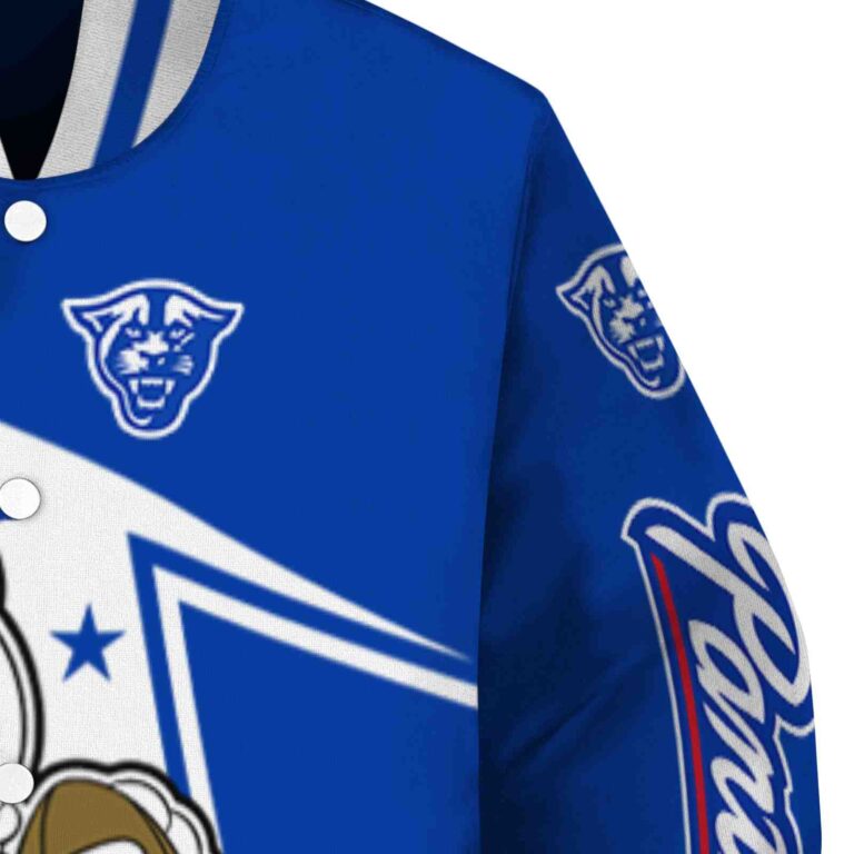 personalized georgia state panthers mickey football blue white jacket premium grade