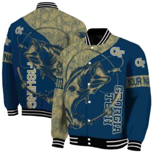 personalized georgia tech yellow jackets fishing rod blue jacket fashion forward