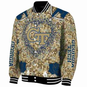 personalized georgia tech yellow jackets heart explosion gold jacket best selling