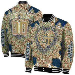 personalized georgia tech yellow jackets heart explosion gold jacket fashion forward