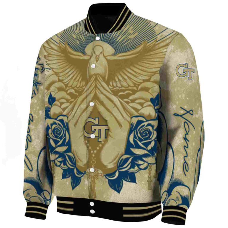 personalized georgia tech yellow jackets praying hands gold jacket best selling
