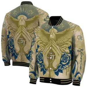 personalized georgia tech yellow jackets praying hands gold jacket fashion forward
