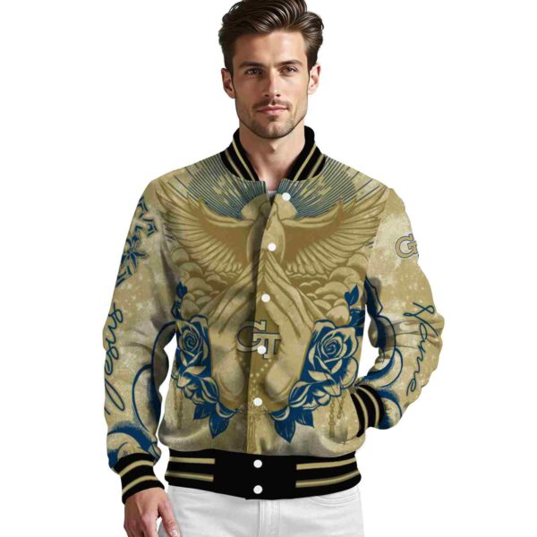 personalized georgia tech yellow jackets praying hands gold jacket high quality