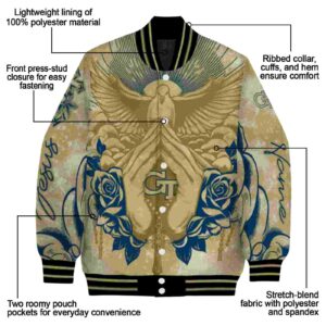 personalized georgia tech yellow jackets praying hands gold jacket new arrival