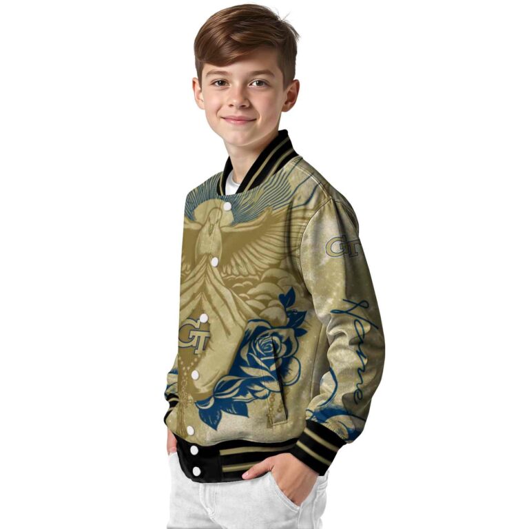 personalized georgia tech yellow jackets praying hands gold jacket trendy