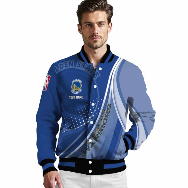 personalized golden state warriors wave patterns blue jacket high quality