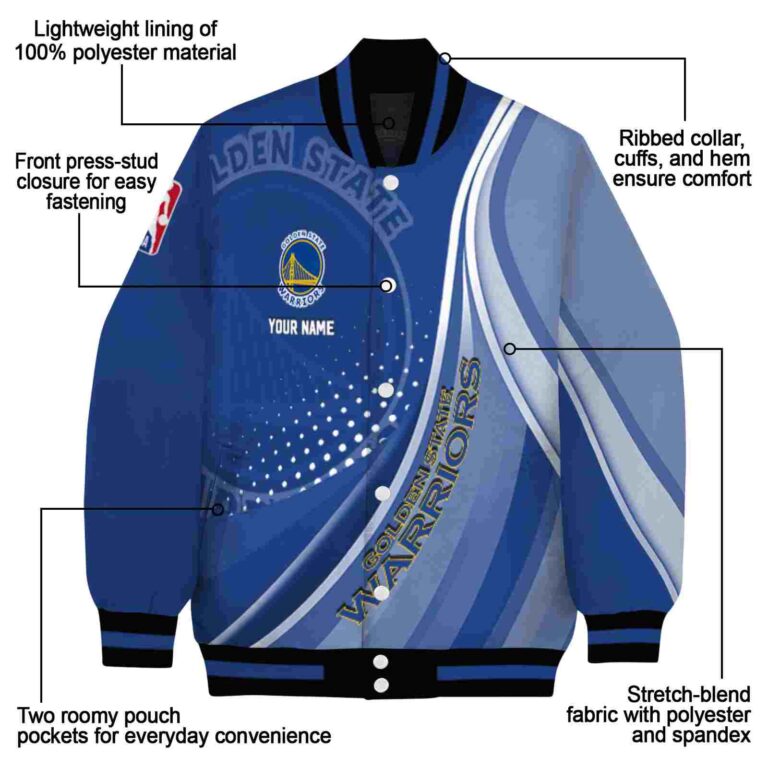 personalized golden state warriors wave patterns blue jacket new arrival
