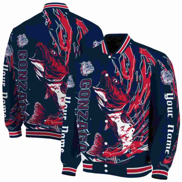 personalized gonzaga bulldogs fishing passion blue white jacket fashion forward