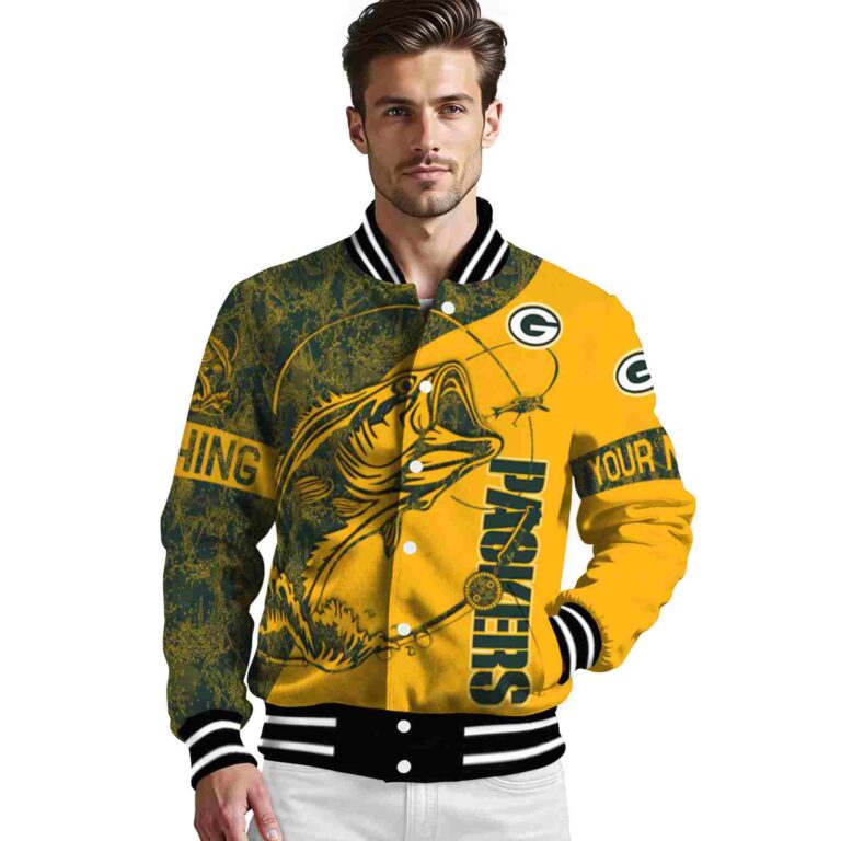 personalized green bay packers fishing rod gold jacket high quality