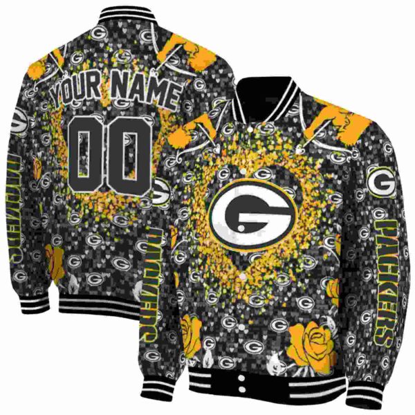personalized green bay packers heart explosion green jacket fashion forward