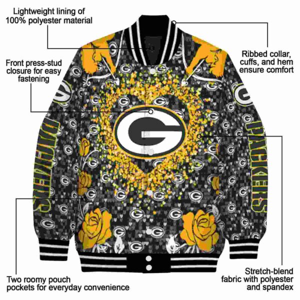 personalized green bay packers heart explosion green jacket new arrival