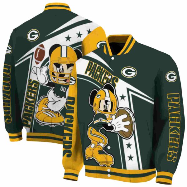 personalized green bay packers mickey football green white jacket fashion forward