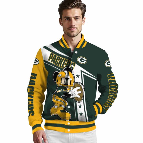 personalized green bay packers mickey football green white jacket high quality