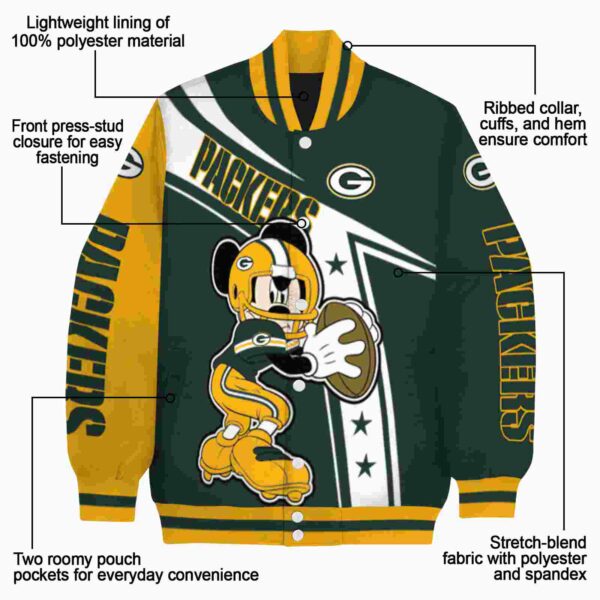 personalized green bay packers mickey football green white jacket new arrival