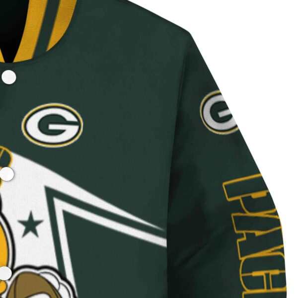 personalized green bay packers mickey football green white jacket premium grade