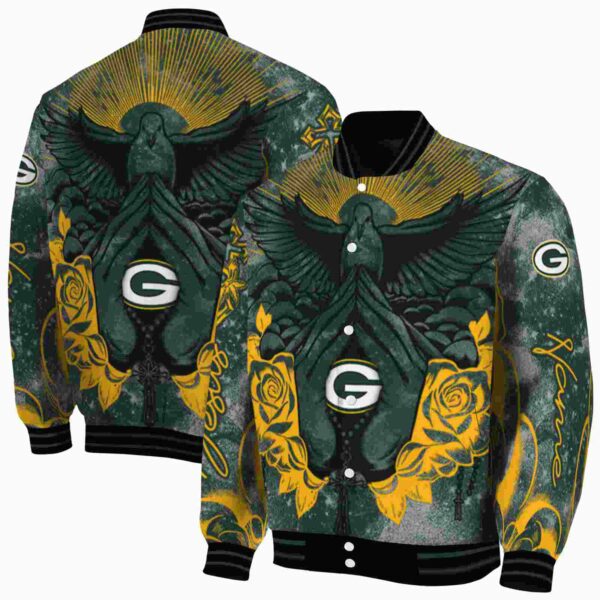 personalized green bay packers praying hands green jacket fashion forward