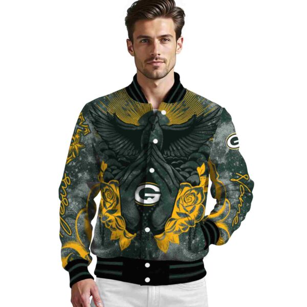personalized green bay packers praying hands green jacket high quality